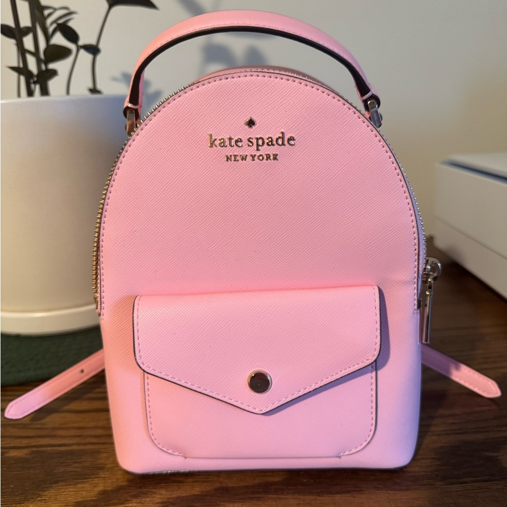 Authentic NWOT Kate Spade Pink Backpack with Gold Hardware